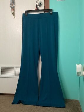Teal Wide-Leg  Pants